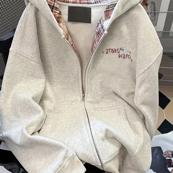 1pc Sanrio Genuine Authorized Cute And Sweet Pink Plaid Hooded Sweatshirt | Casual Style, All-Season Wear, Bow Detail, Random Print Pattern
