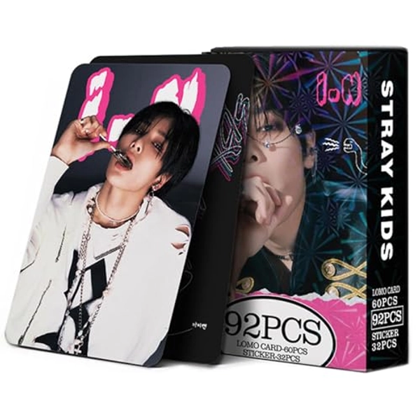 KPOPBP Stray Kids Photocards 60 PCS SKZ Rock Star Album Photo Cards with 32 PCS Stickers Kpop Gift Lomo Cards Merch for SKZ Boys and Girls (in)