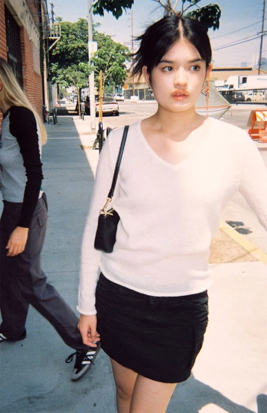 White Bell Sleeve V-Neck Sweater