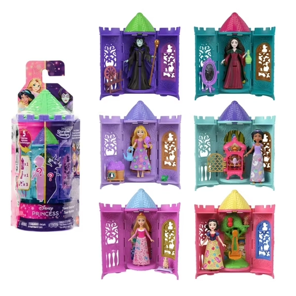 Disney Princess Tower Surprise Small Dolls & Stacking Playsets with 5 Surprises (Styles May Vary)