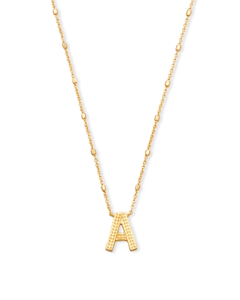 Letter A Pendant Necklace in Gold