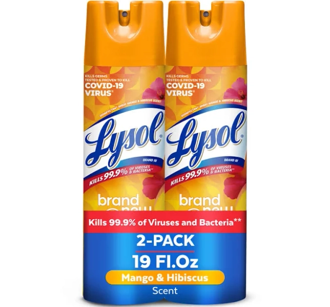 Lysol Brand New Day Disinfectant Sanitizing Antibacterial Sprays Mango & Hibiscus 19 fl oz