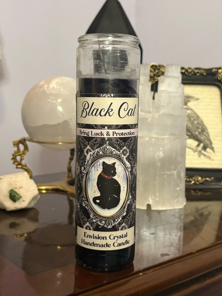 Black Cat 7 Day Candle — Envision Crystal - Believe In Magic