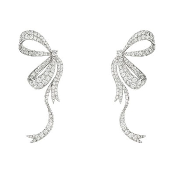 Women's Stud Earrings, Silver-Tone Crystal Bow Design, Minimalist Style, Elegant for Women