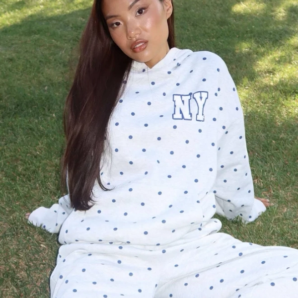 Edikted Women's Ny Babe Polka Dot Hoodie