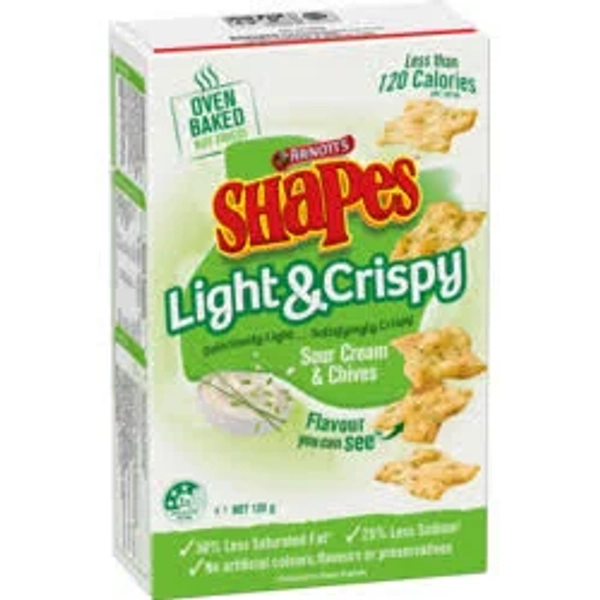 Arnott's Shapes Light & Crispy Sour Cream & Chives Cracker Biscuits