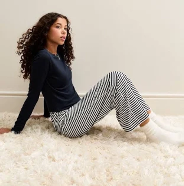 New Look Girls' Long Sleeve Top and Striped Trousers Pyjamas Set