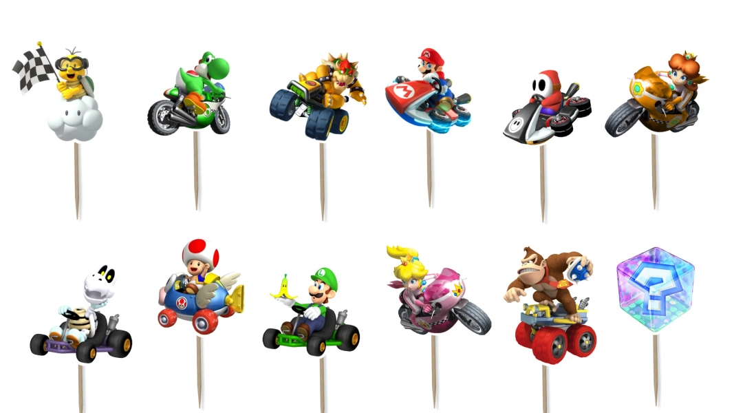 Mario Kart Cupcake Toppers 12pc, 24pc, 36pc