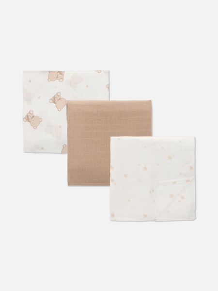 Pack de 3 mantitas cuadradas de muselina