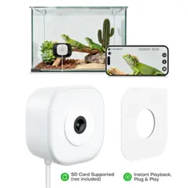 HomiQ 2K Aquarium & Terrarium Camera, Magnetic, Close-up View for Fish, Reptiles & Small Pets, 2.4G/5G WiFi, ColorVue AI Night Vision, Auto-Focus, 24/7 Recording
