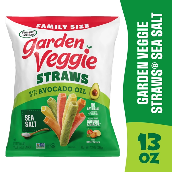 Sensible Portions Garden Veggie Straws Made with Avocado Oil, Sea Salt Flavor, 13 oz Bag - Walmart.com
