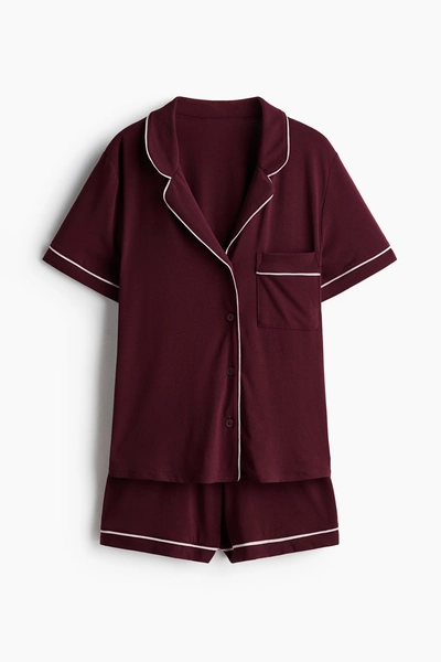 H & M - Viscose-Blend Pajamas - Burgundy
