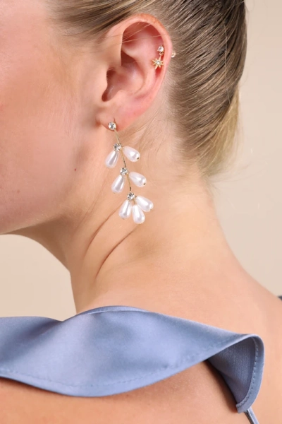 Renora Gold Rhinestone Pearl Drop Earrings