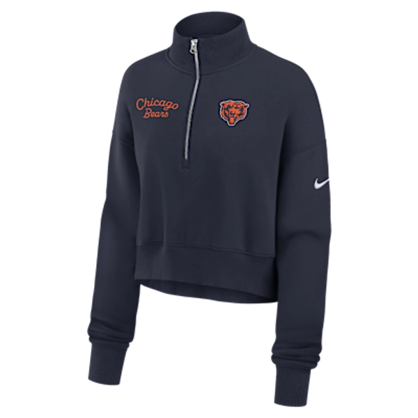 Chicago Bears Women's Nike NFL Cropped 1/4-Zip Crew