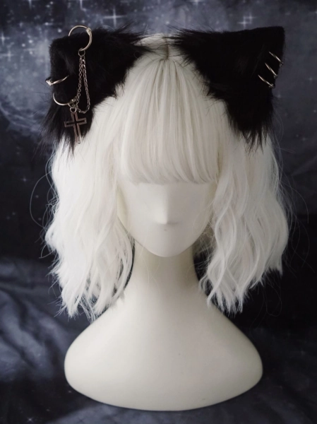 Black Furry Edgy Cat Ears Clips | Joy - Red Velvet - Fashion Chingu