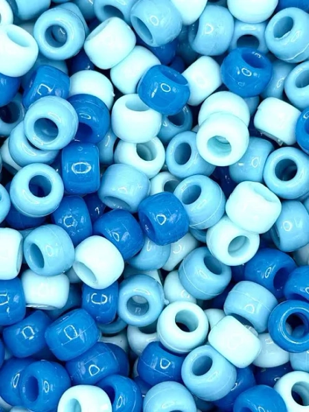 Frozen Ice Pony Beads - Blue Acrylic Pony Bead Mix for Kandi Bracelets, Winter Crafts and Jewelry Making