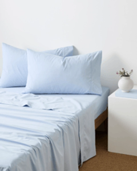 Australian Cotton 250 Thread Count Fitted Sheet - Sky Blue