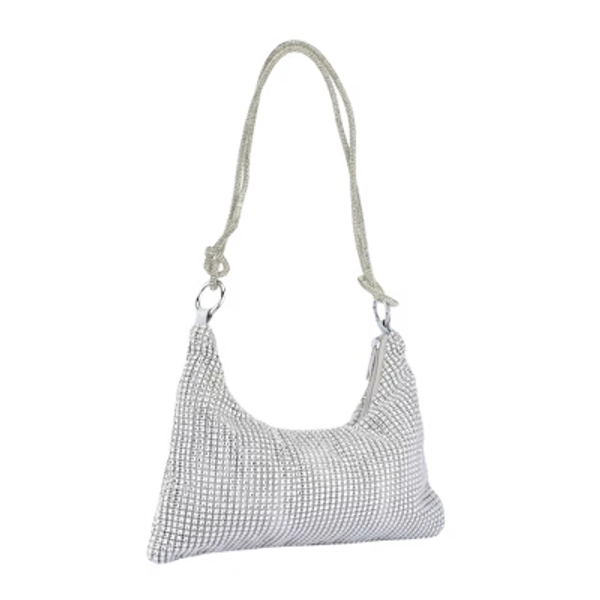 INSPIRE CHIC Sparkly Rhinestone Clutch Purses for Women Evening Bag Prom Party Shoulder Bag Silver 11.4*0.8*5.1 inchse