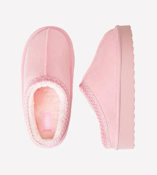 Fabkids Girls' Platform Slip-On Fuzzy Slippers