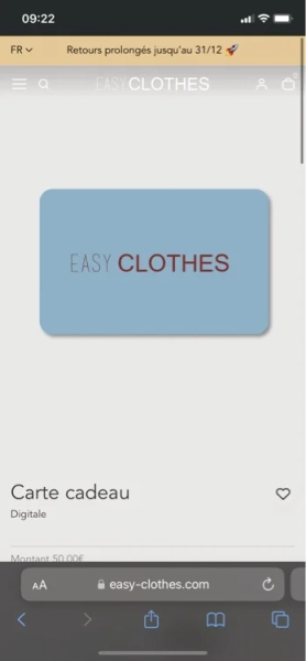 Carte cadeau easy clothes 