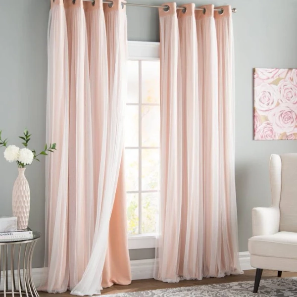 Lark Manor Fortuna Brockham Solid Tulle Overlay Room Darkening Grommet Curtain Panels