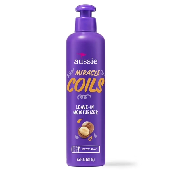 Aussie Miracle Coils Leave-in Moisturizer with Macadamia Nut Oil, Sulfate Free, Coily Hair 8.5 fl oz