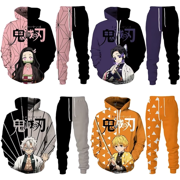 Anime Demon Slayer Hoodies 3D Printed Cosplay pants+Hoodie 2PCS Set Tracksuit Men Oversize Vintage Streetwear Hoodie Pants Sets - AliExpress 200000343