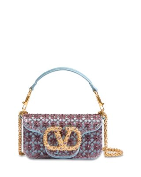 Locò Small Embellished VLogo Moiré Convertible Shoulder Bag