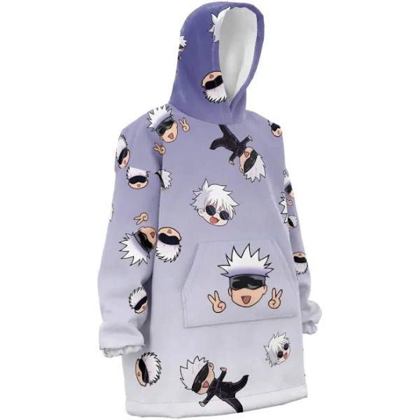 Satoru Gojo Pattern Jujutsu Kaisen Snug Oversized Blanket Hoodie