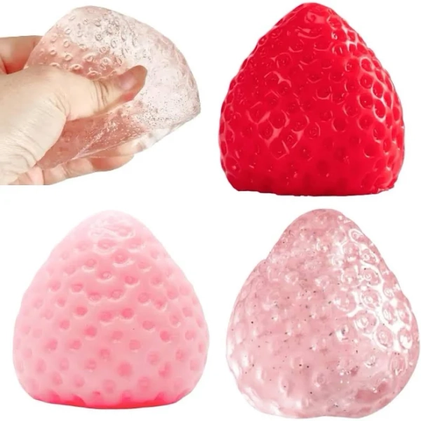 3 Pcs Handmade Squishy Strawberry Kawaii Squishy Stress Relief Toys - Super Soft Squishies Fidget Toys Squeeze for Kids and Adults, Relieves Stress,