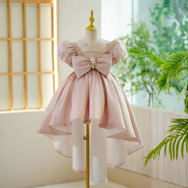 Mia Princess Sequin Bow Ball Gown Tea Length Dress