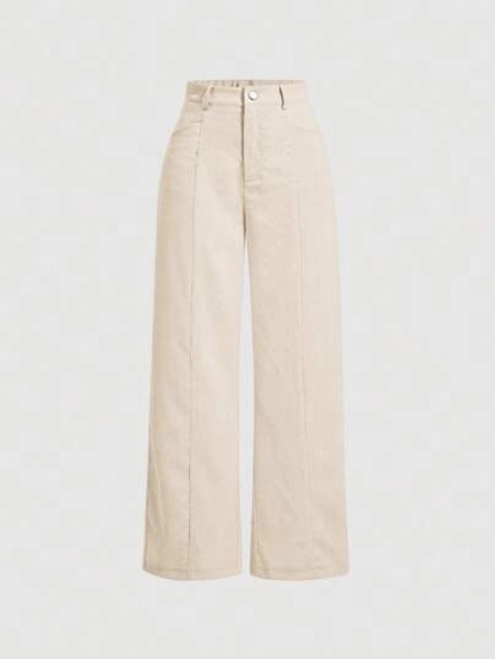 SHEIN MOD Women's Apricot Elastic Waist Loose Fit Pants