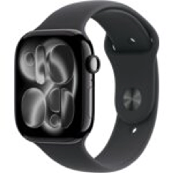 Apple Watch 11 GPS 42mm koperta z aluminium (onyks) + pasek sportowy rozmiar S/M (czarny)