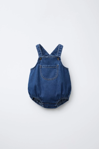SOFT DENIM ROMPER - Mid-blue