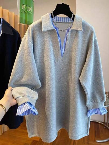 Resyla Women's Casual Striped Patchwork Sweatshirt