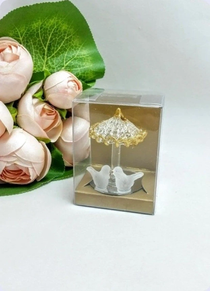 Cam Kuşlu / Şemsiye  (Altın Asetat Kutulu) | Metal & Cam Ürünler | e-istoc Söz,Nişan Nikah şekeri,Kına gecesi,
Bebek ve Mevlid Toptan Malzemeleri