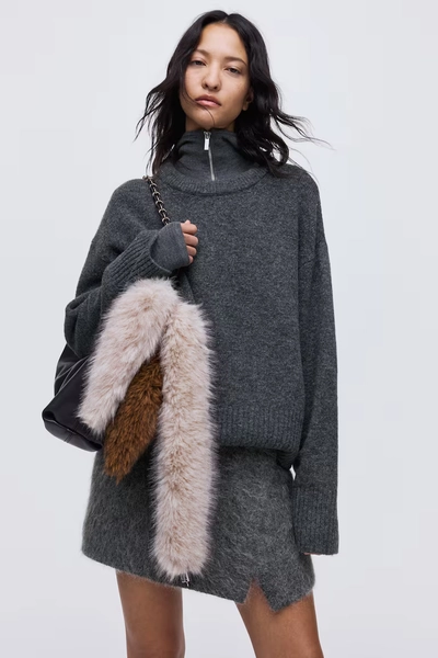 Oversized Sweater - Dark gray melange