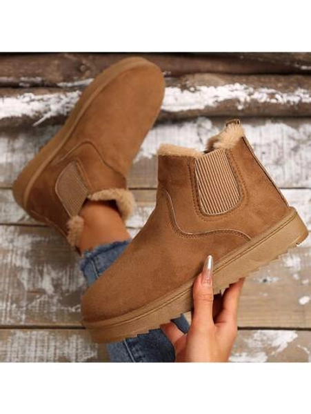 Women's Short Plush Lined Snow Boots - Anti-Slip & Perfect For Outdoor Winter Boots For Women