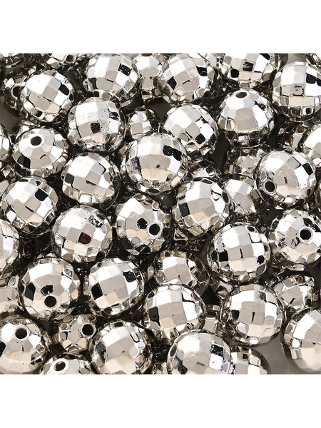 4Amazonia 20/30/50/100pcs Vintage Disco Ball Beads Cute Silvery Reflactive Mirror Round Beads For DIY Bracelet Necklace Earrings Making