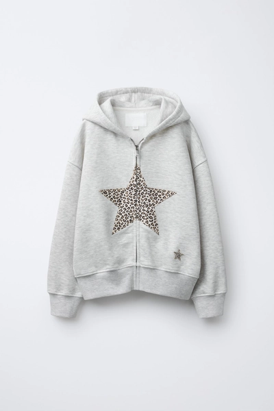 ZIP-UP ANIMAL PRINT STAR SWEATSHIRT