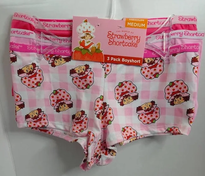 Strawberry Shortcake Girls Boyshort Underwear 3 Pack Medium Pink