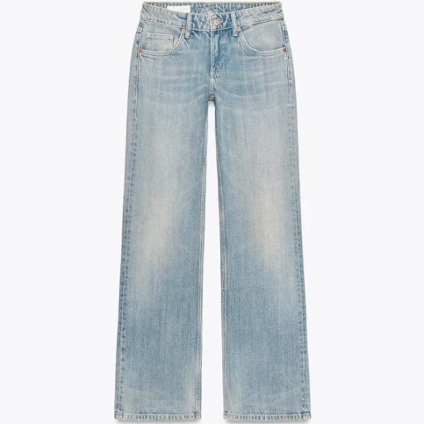 Zara Women's Trf Wide Leg Low Rise Jeans