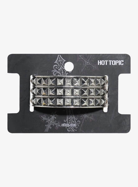 Silver Pyramid Stud Metal Cuff Bracelet