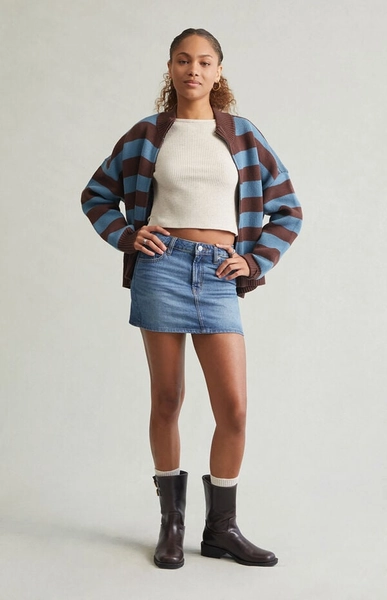 Bella Stretch Dark Indigo Mid Rise Denim Mini Skirt