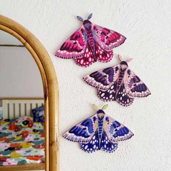 Wooden Moth Wall Decorations: Maximalist Home Wall Art