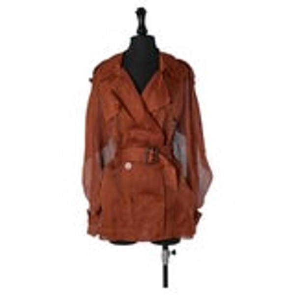 Brown organza double breasted Trench-jacket ALEXANDRE VAUTHIER For Sale at 1stDibs