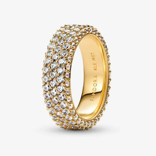 Pandora Timeless Pavé Triple- Row Ring in 14K Gold-Plated