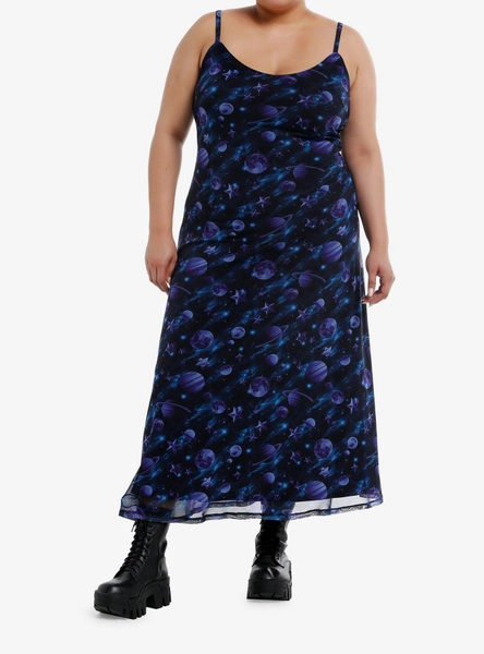 Cosmic Aura Dark Planet Cami Maxi Dress Plus Size
