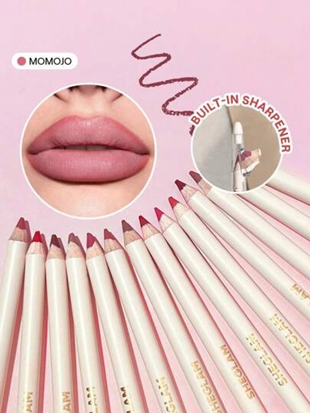 SHEGLAM Lip Facts Lip Liner-Momojo Creamy-Matte Lip Liner Pencil High Pigment Not Easyto Fade Silky Smooth Matte Contour Tint Lip Makeup Graduation Birthday Holiday Summer Fall Autumn Y2K Fancy Fashion Women Brand Makeup Cosmetic Beauty Party Beach Travel Camping Outdoors School Campus Trip Festivals Decor Gift Present Rose Girl Cosplay Best Color Charm Vibe