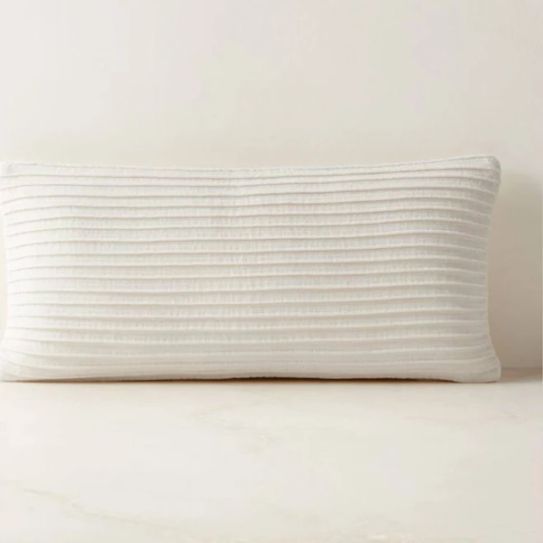 cb2 Paola Pleated Sienna Brown Velvet Lumbar Pillow Insert 23"x11